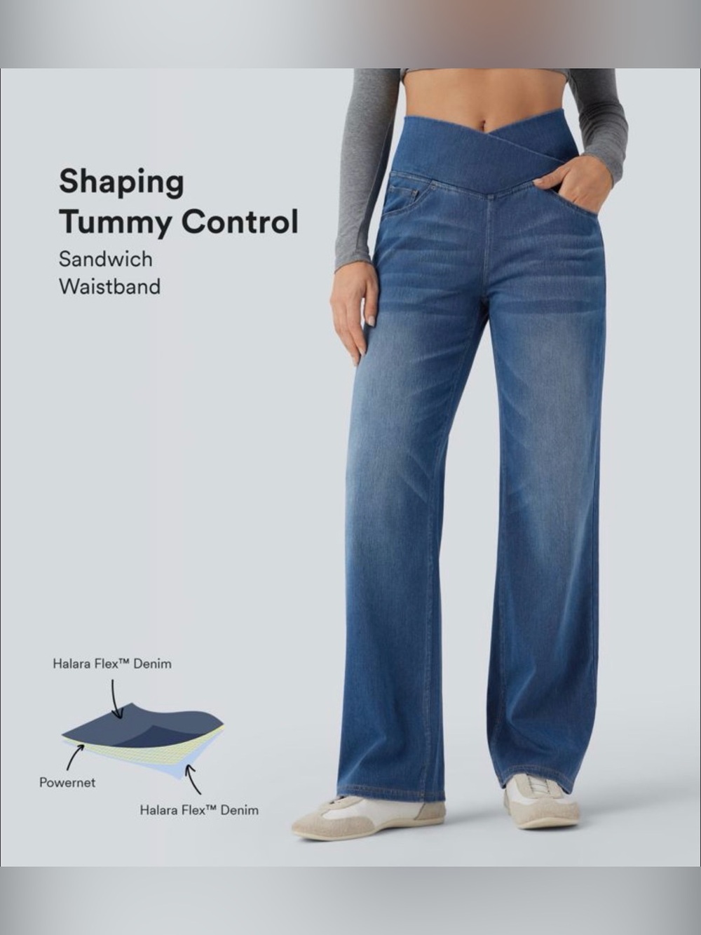 Halara Flex Denim Wide Leg Pull-On Jeans Women’s Medium Regular NWT
